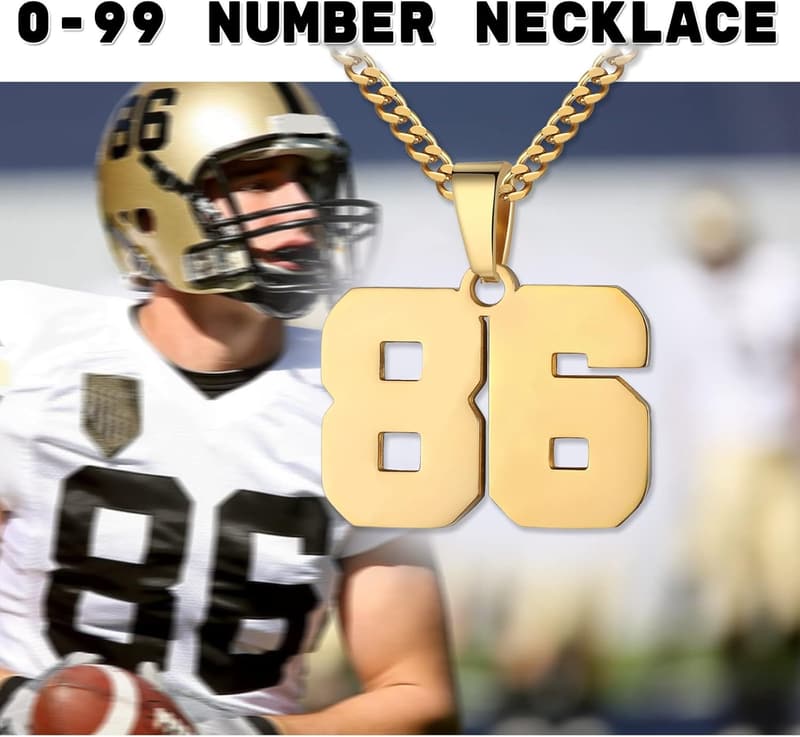 Personalized Men's Jersey Number Necklace - Stainless Steel Pendant