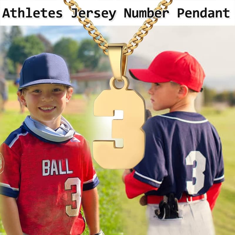 Personalized Men's Jersey Number Necklace - Stainless Steel Pendant