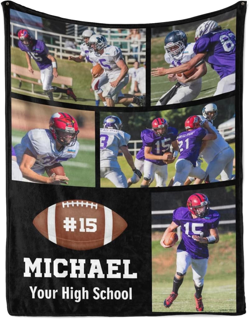 Custom Football Blanket - Personalized Gift for Players and Fans
