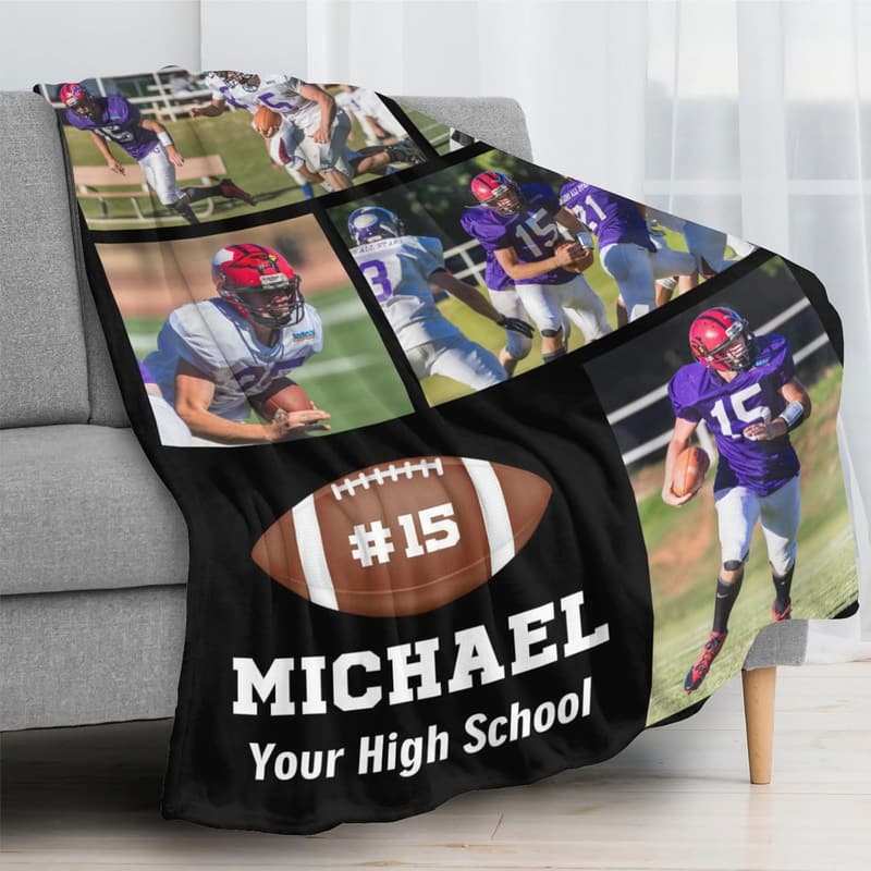 Custom Football Blanket - Personalized Gift for Players and Fans