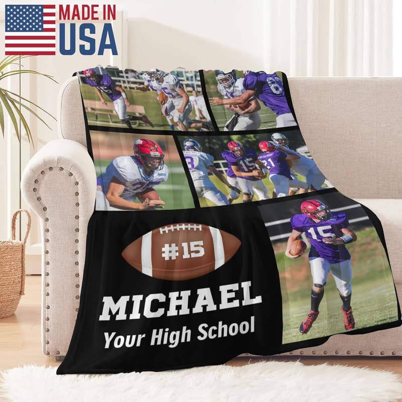 Custom Football Blanket - Personalized Gift for Players and Fans