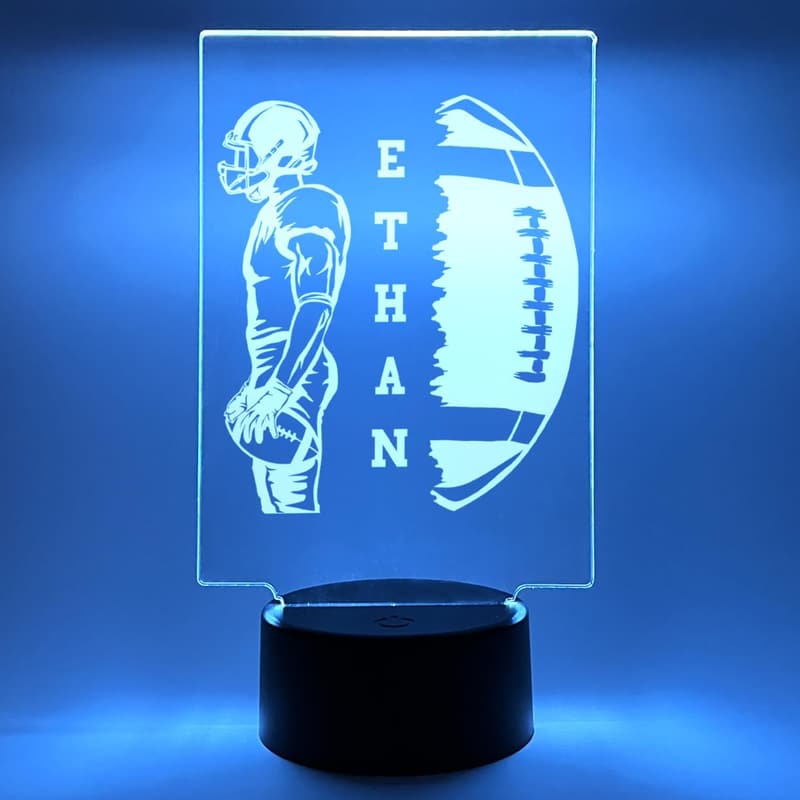 Personalized LED Football Player Night Light - 16 Colors, Custom Engraving