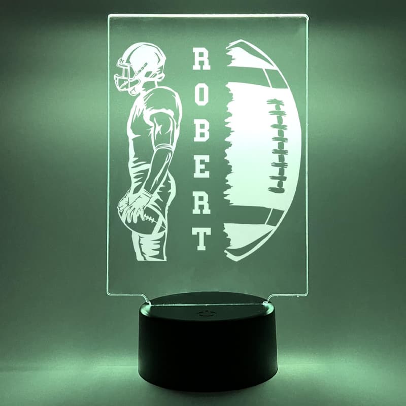 Personalized LED Football Player Night Light - 16 Colors, Custom Engraving
