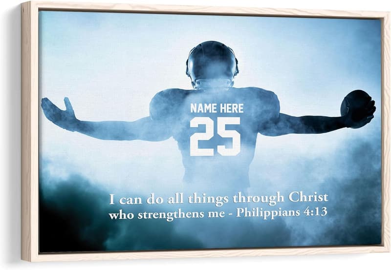 Personalized Football Canvas Print - Motivational Wall Art for Men