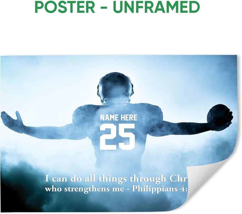 Personalized Football Canvas Print - Motivational Wall Art for Men