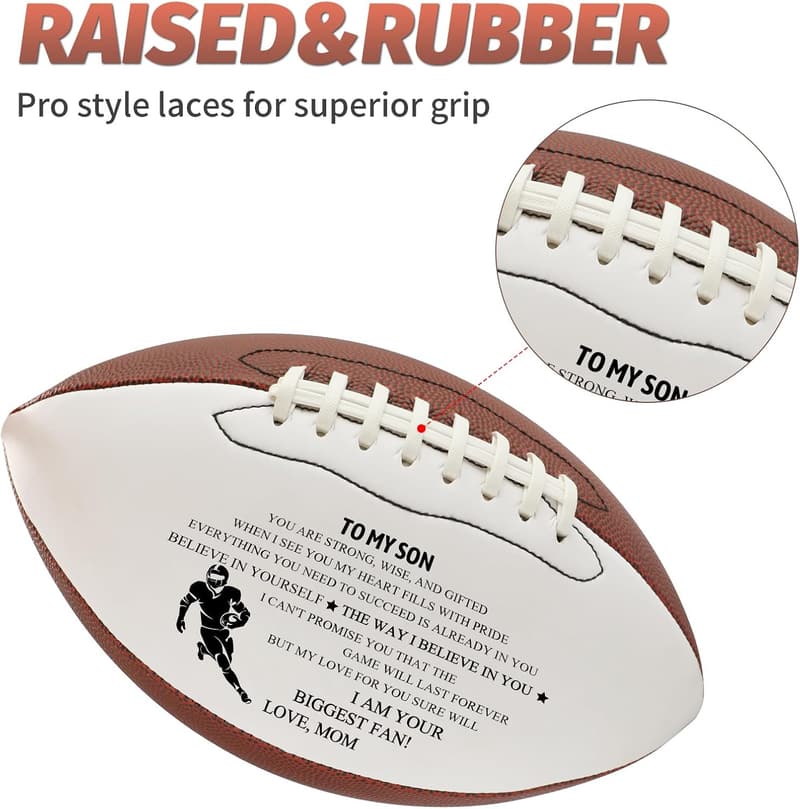 Engraved Leather Football for Son's Graduation Gift