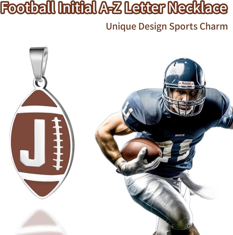Football Necklace for Men - Stainless Steel Personalized Pendant