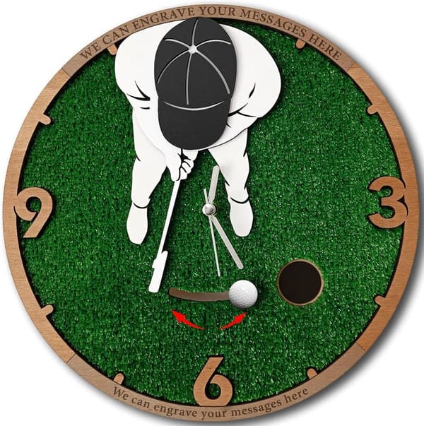 Personalized Golf Wall Clock with Realistic Turf Design
