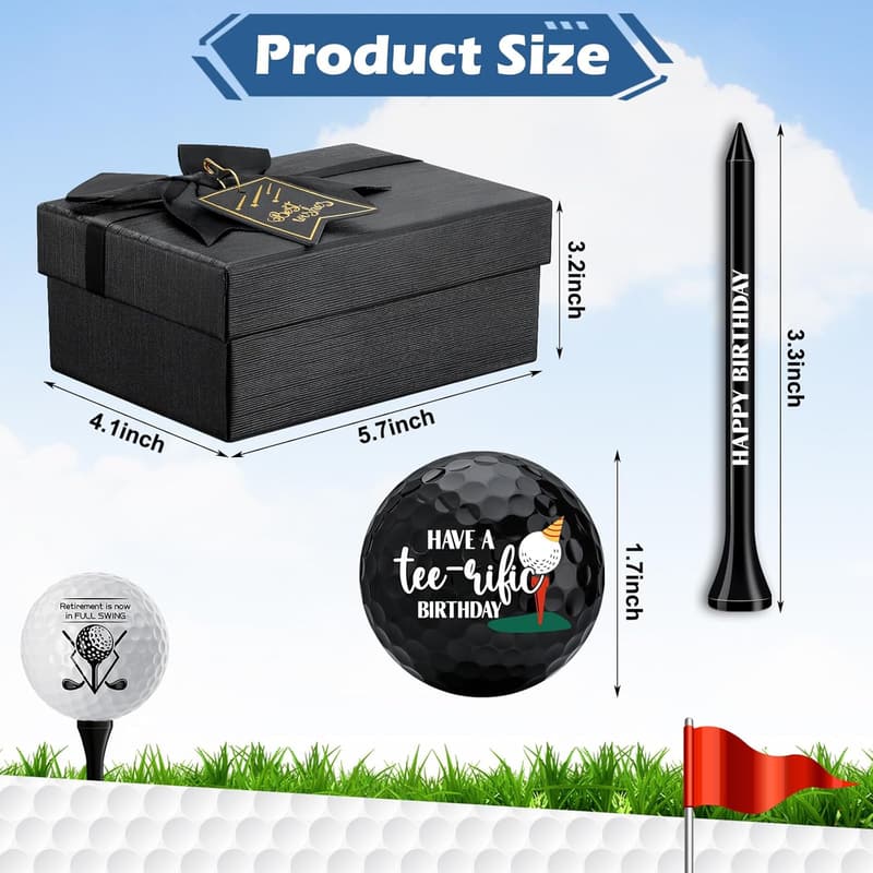Happy Birthday Golf Ball Set with Tee – 6 Pack Gift for Golfers