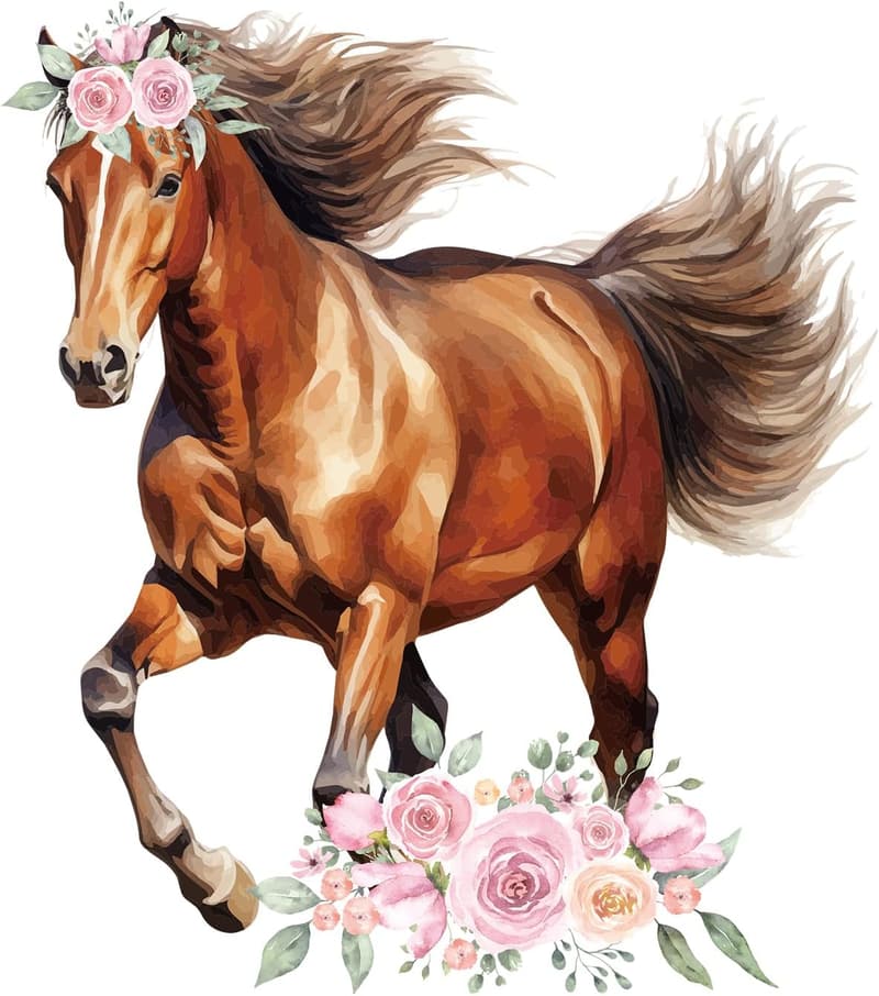 Personalized Floral Horse Canvas Tote Bag for Women
