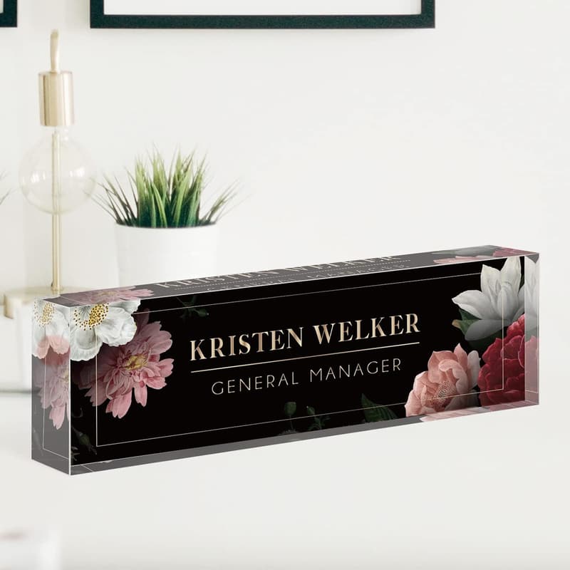Personalized Acrylic Desk Name Plate - Unique Office Gift