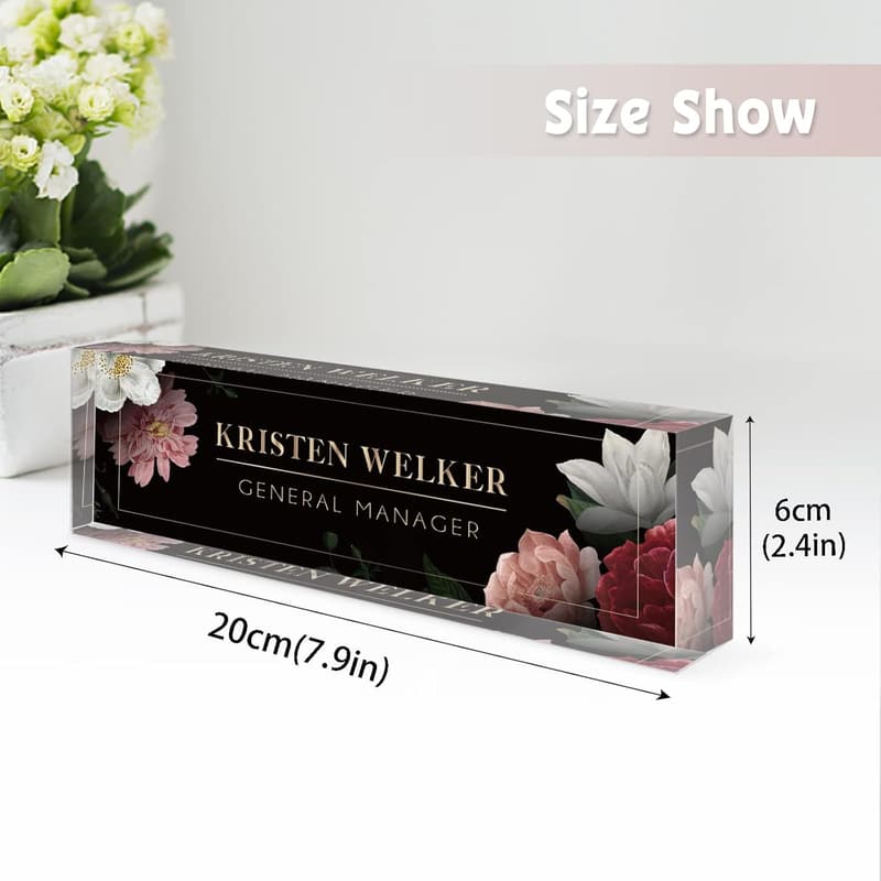 Personalized Acrylic Desk Name Plate - Unique Office Gift