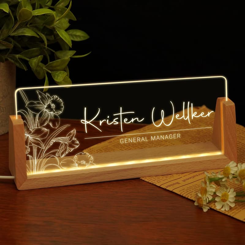 Personalized Light-Up Acrylic Desk Name Plate for Office