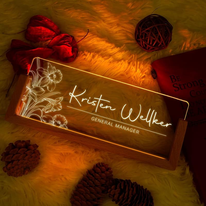 Personalized Light-Up Acrylic Desk Name Plate for Office