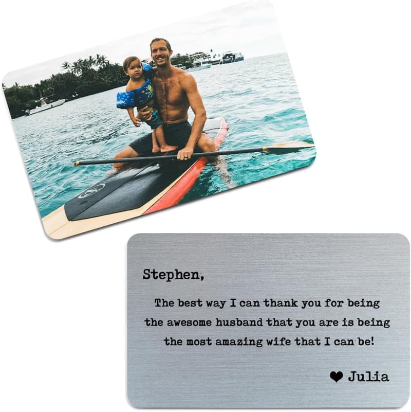 Father's Day Personalized Wallet Card - Engraved Metal Insert for Men