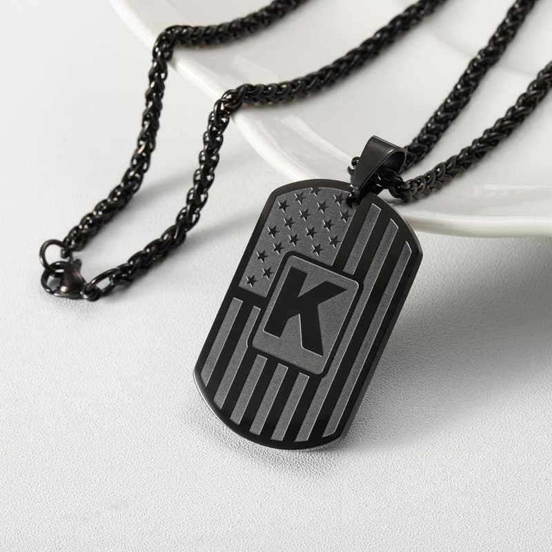 Personalized American Flag Dog Tag Necklace for Men