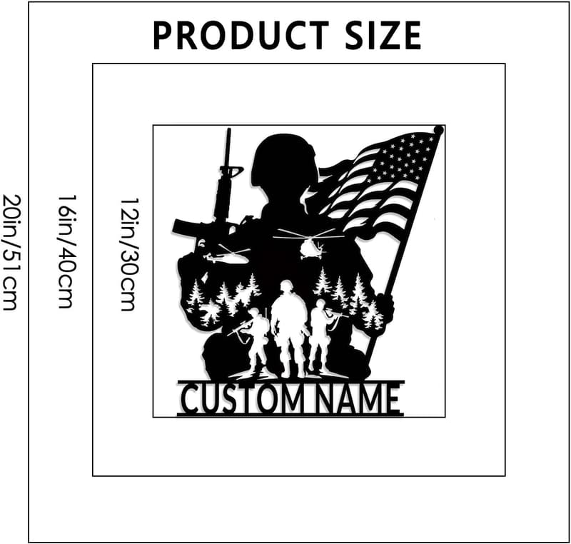Personalized Military Metal Wall Art with Name – Patriotic Decor