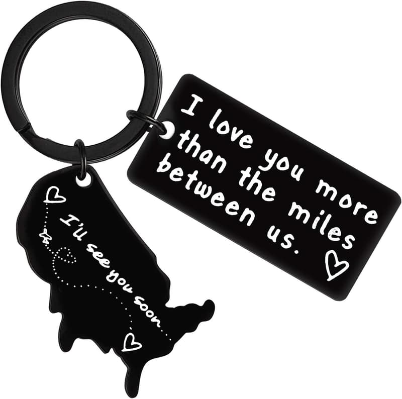 Long Distance Relationship Keychain for Couples
