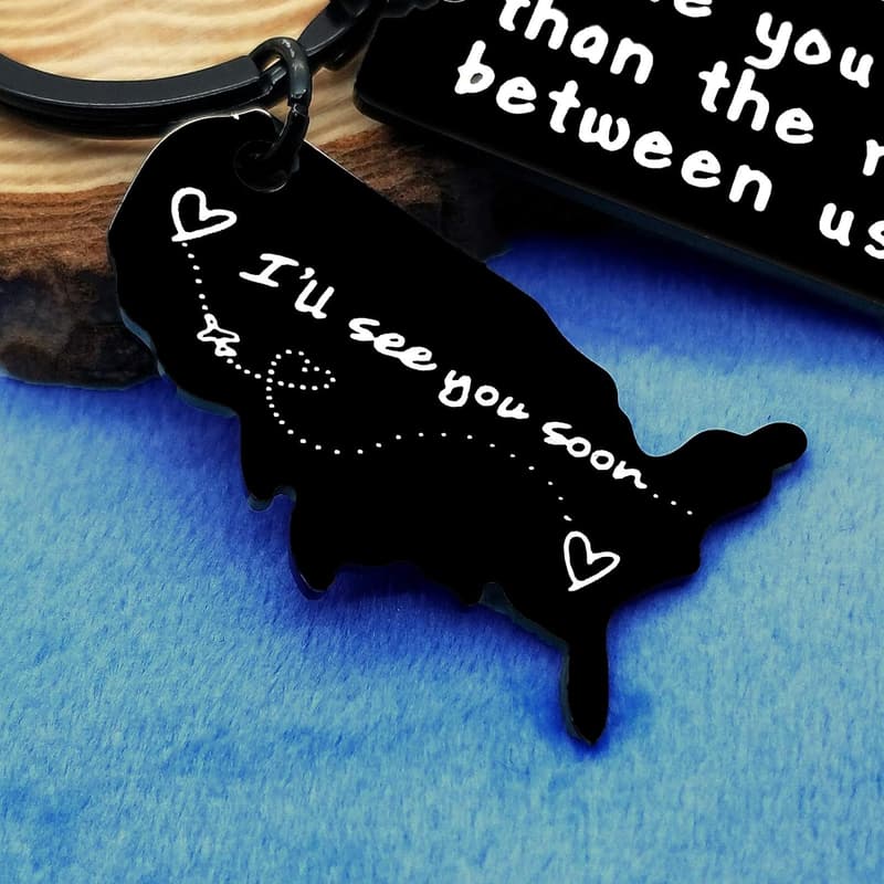 Long Distance Relationship Keychain for Couples