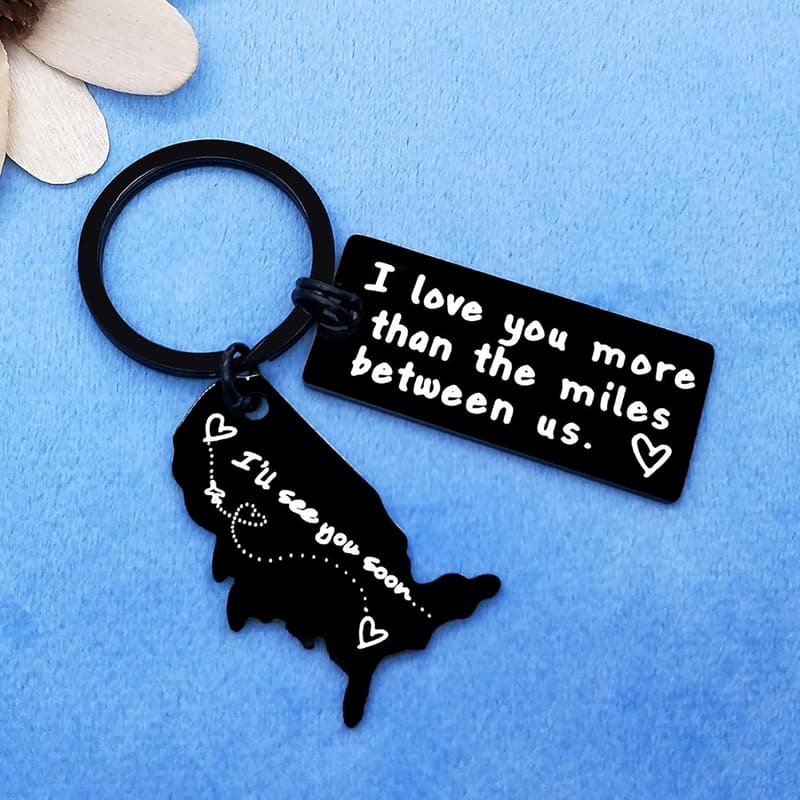 Long Distance Relationship Keychain for Couples