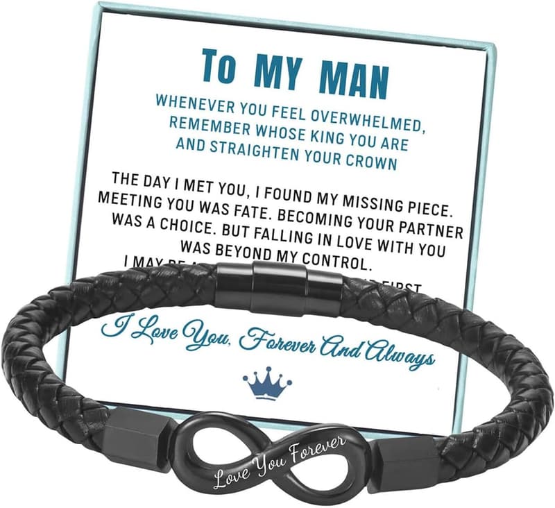 Valentine's Day Braided Leather Bracelet for Him