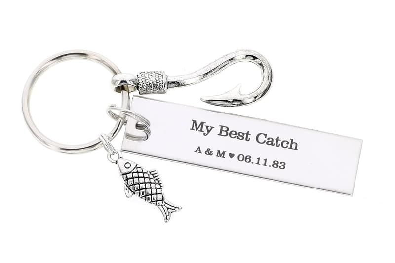 Personalized Fishing Keychain for Husband - 2-Inch Bar