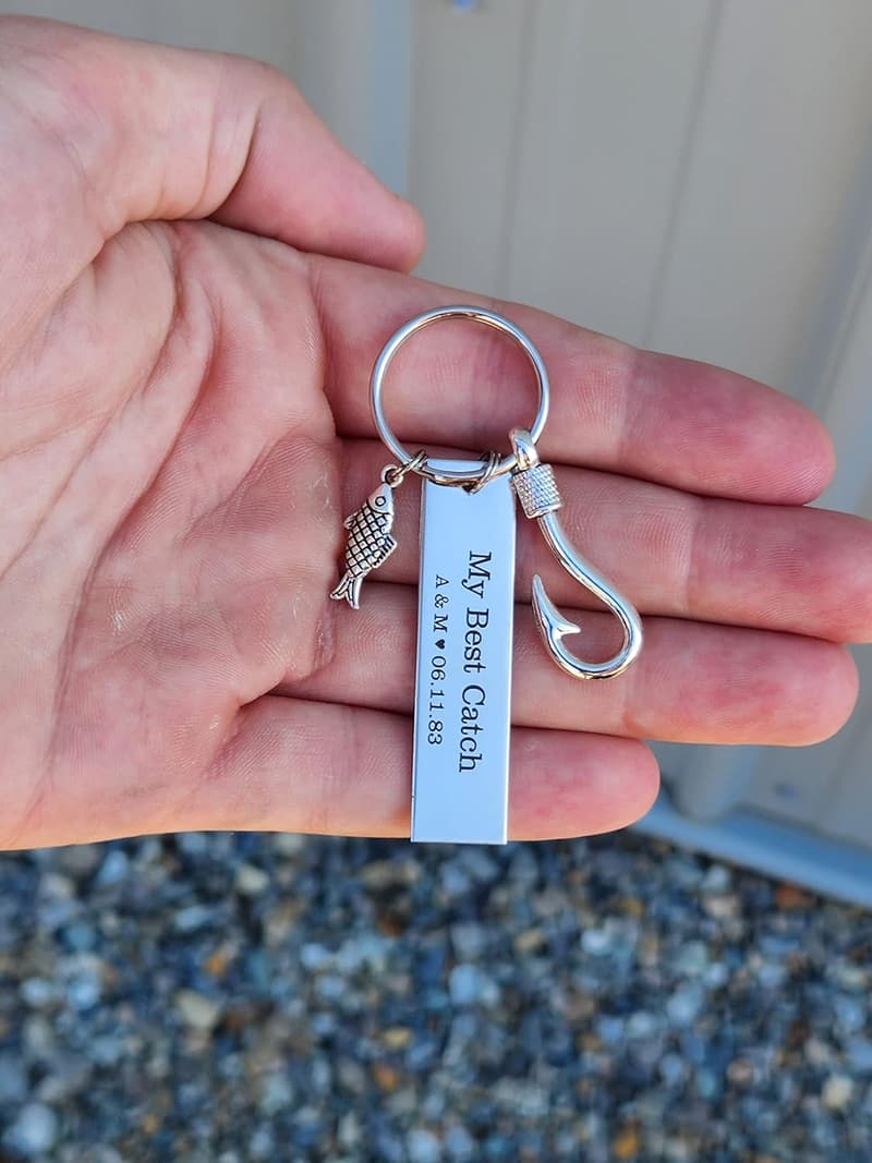 Personalized Fishing Keychain for Husband - 2-Inch Bar