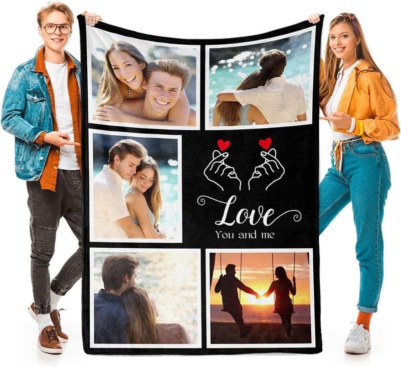 Personalized Photo Blanket - Custom Gift for Couples and Parents