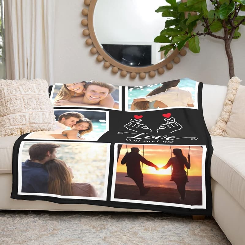 Personalized Photo Blanket - Custom Gift for Couples and Parents