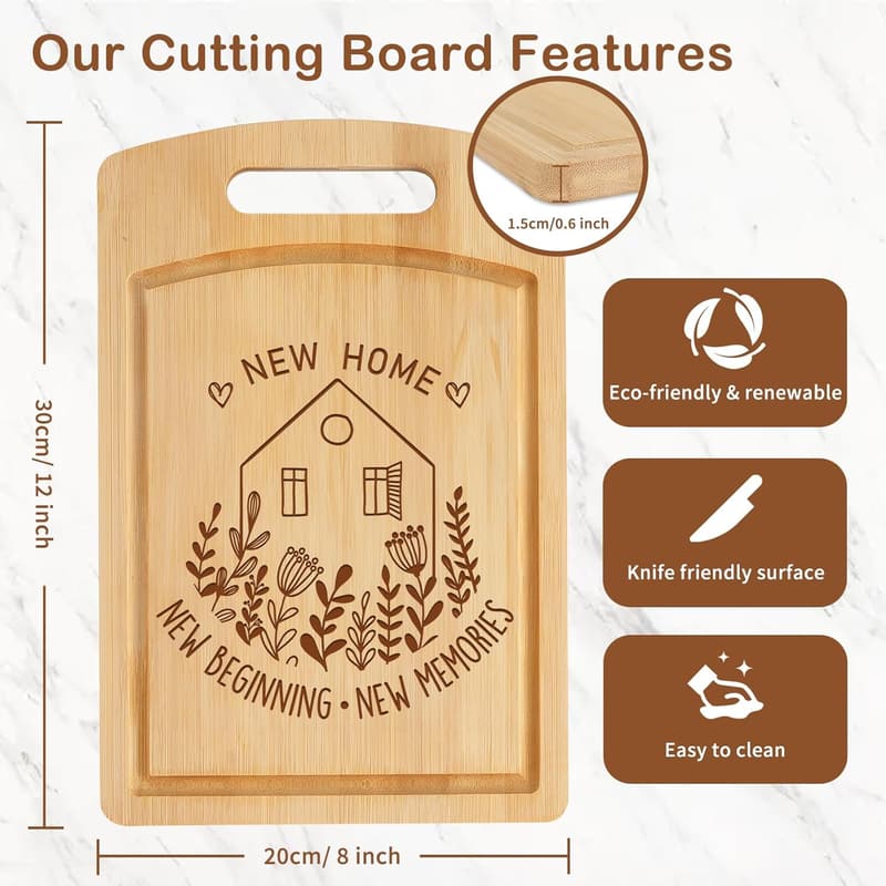 Personalized Engraved Bamboo Cutting Board for Housewarming