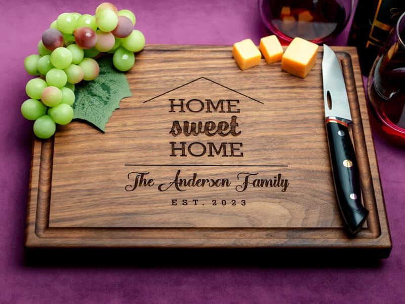 Custom Handmade Engraved Cutting Board for Housewarming Gifts