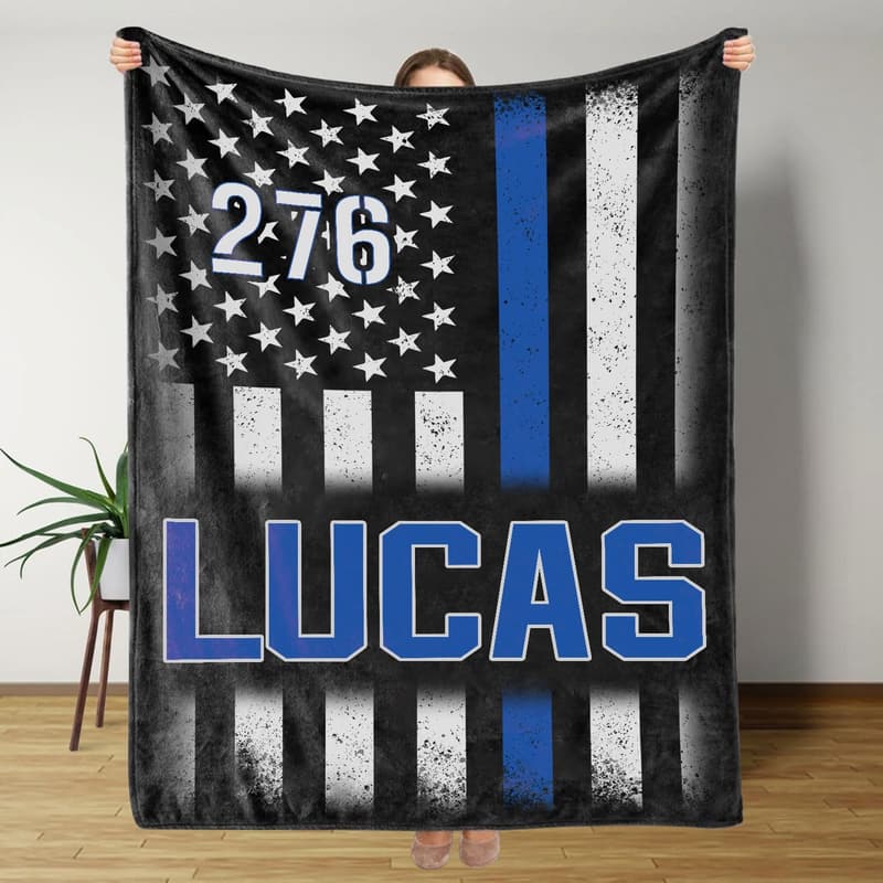 Custom Thin Blue Line Blanket for Police Officers
