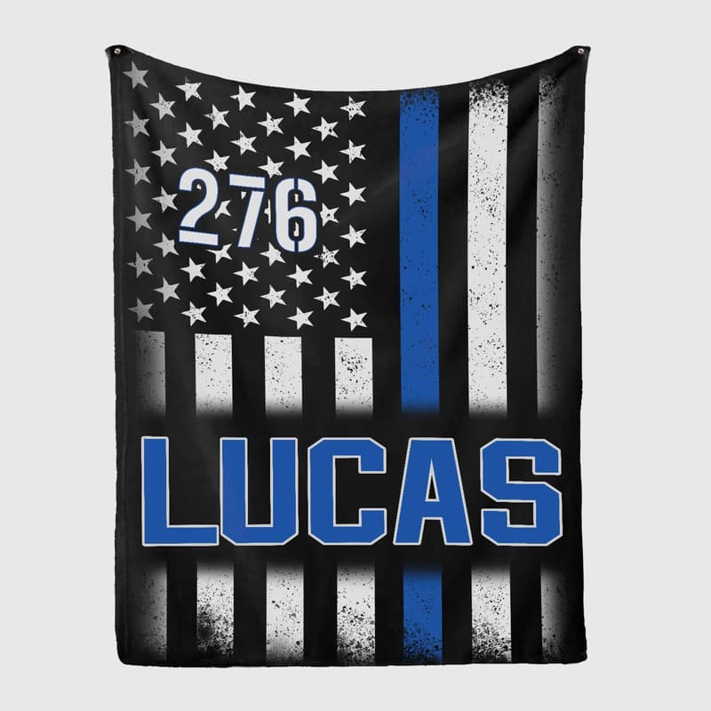 Custom Thin Blue Line Blanket for Police Officers