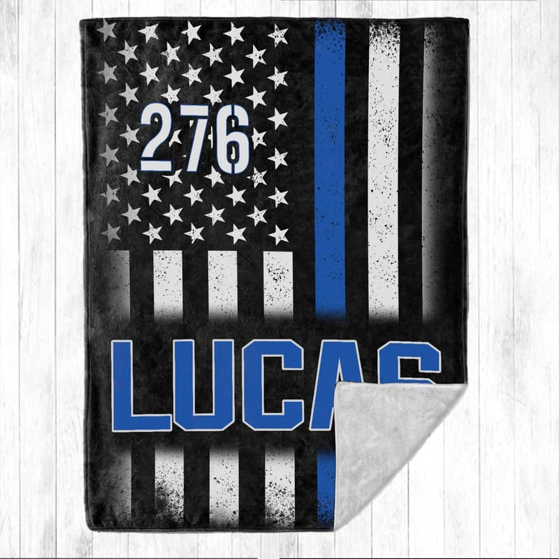 Custom Thin Blue Line Blanket for Police Officers