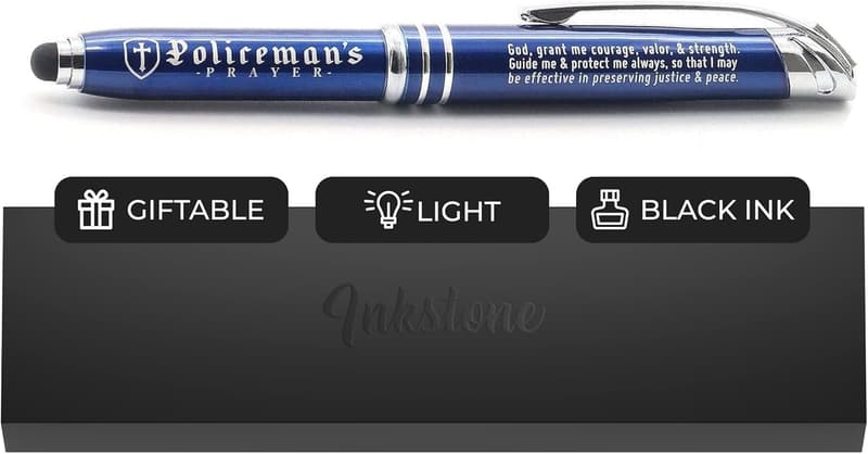 Law Enforcement Prayer Gift Pen with Flashlight Stylus