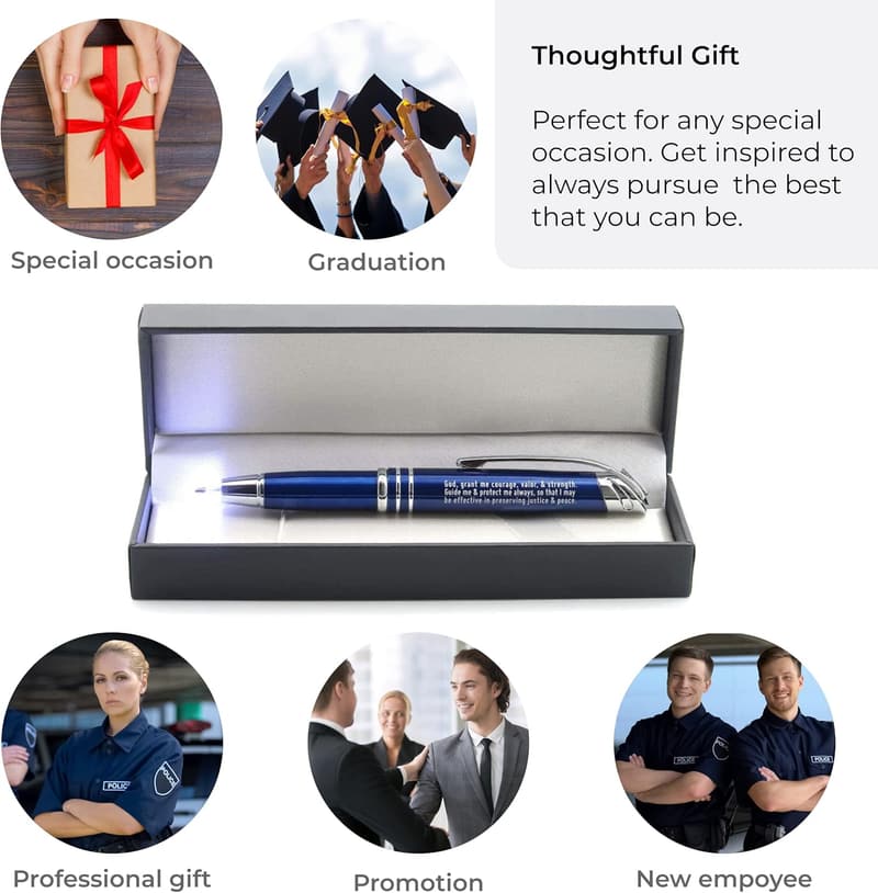Law Enforcement Prayer Gift Pen with Flashlight Stylus