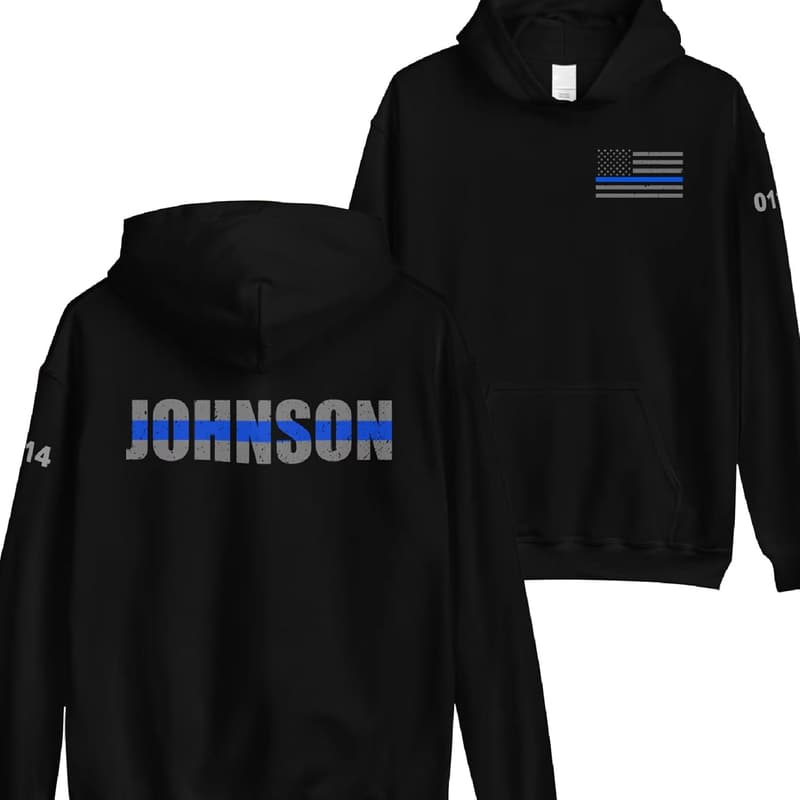 Personalized Thin Blue Line Hoodie for Police Officers