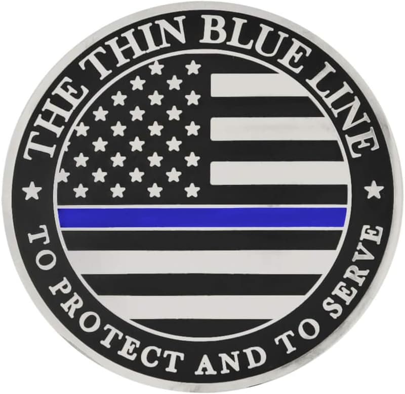Engravable Personalized Thin Blue Line Challenge Coin
