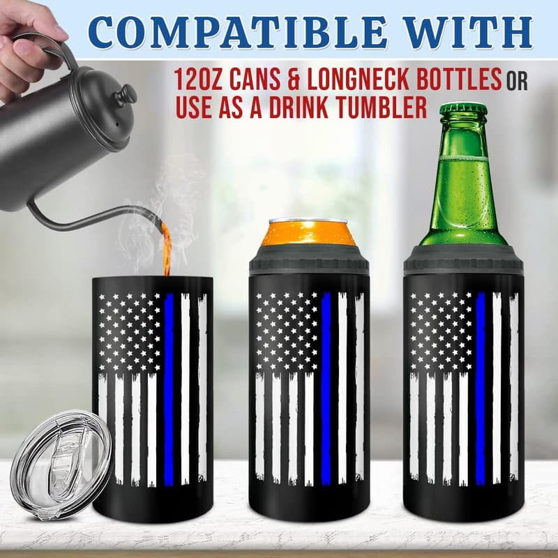 Thin Blue Line Tumbler - Stainless Steel Travel Mug for Police Graduates