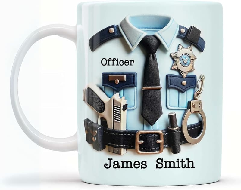 Custom Police Mug with Badge and Handcuffs - Gift for Officers
