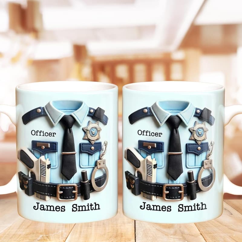 Custom Police Mug with Badge and Handcuffs - Gift for Officers