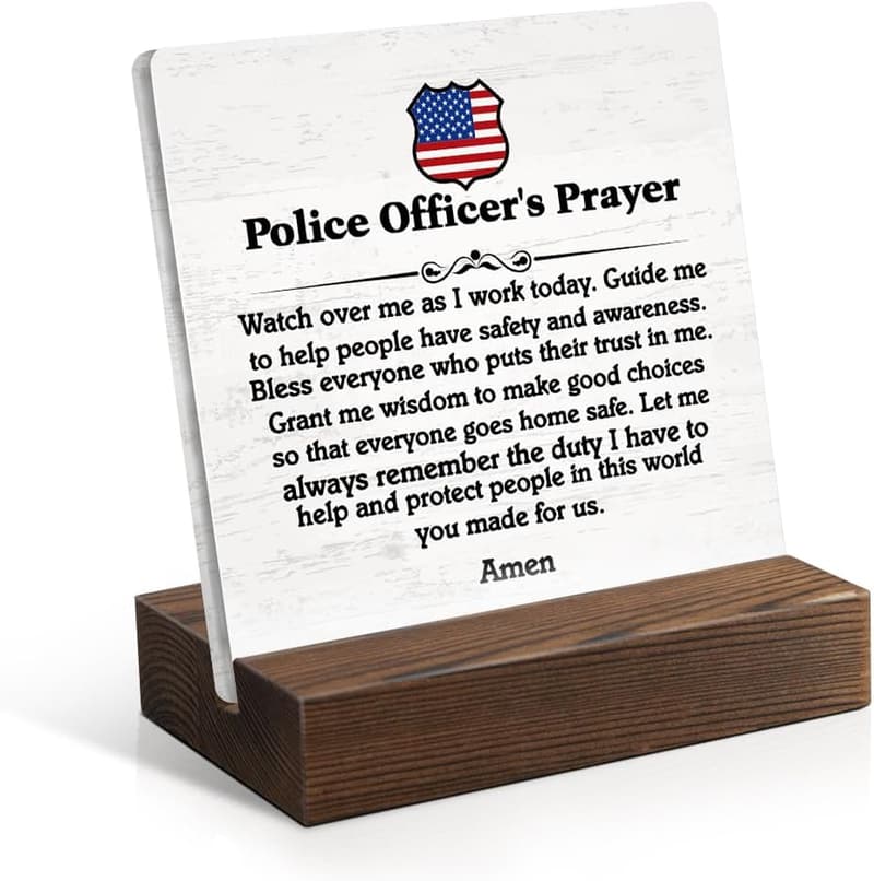Police Officer's Prayer Acrylic Sign with Stand - Retirement Gift