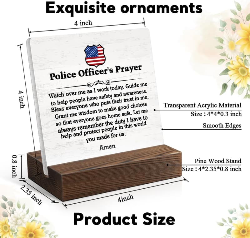 Police Officer's Prayer Acrylic Sign with Stand - Retirement Gift