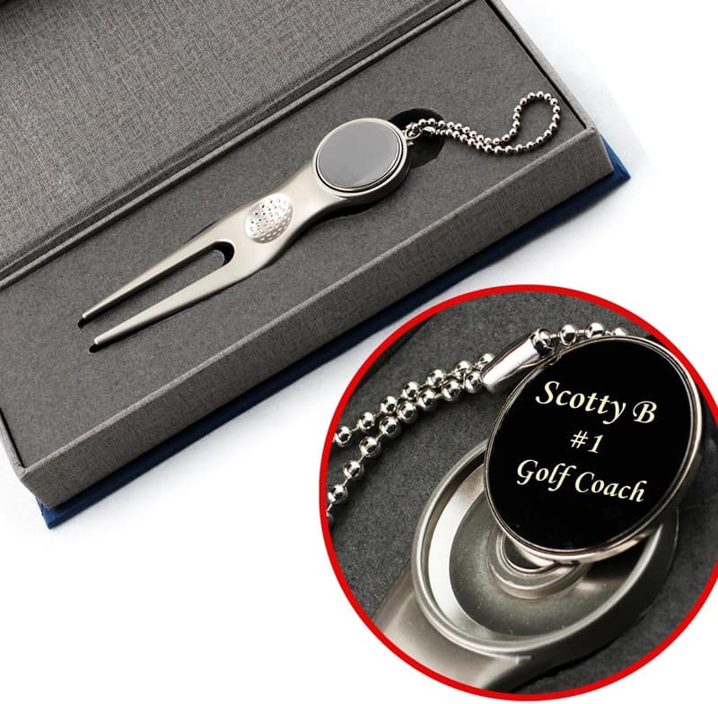Personalized Brass Golf Ball Markers with Divot Repair Tool