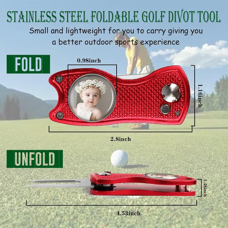 Personalized Foldable Golf Divot Tool Kit with Ball Markers