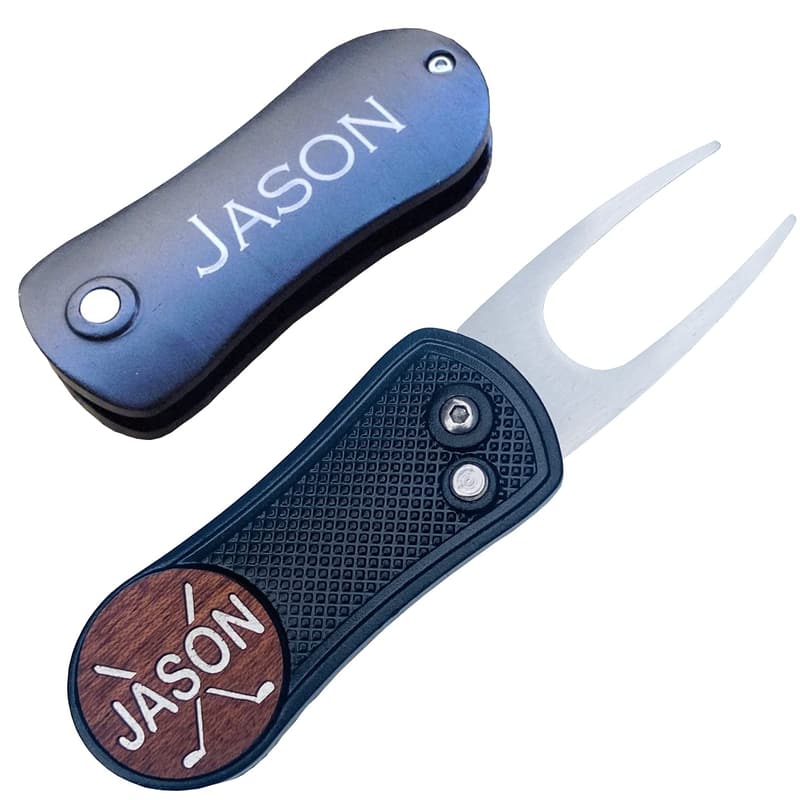 Custom Engraved Wood Golf Ball Marker & Divot Tool