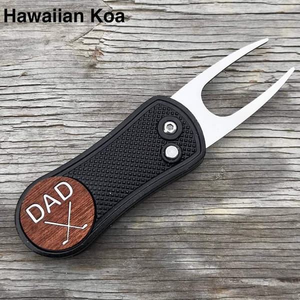 Custom Engraved Wood Golf Ball Marker & Divot Tool