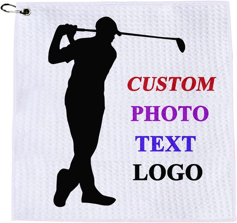 Custom Golf Towels with Clip - Microfiber, Personalized Photo/Logo