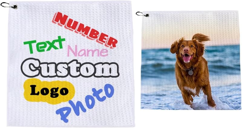 Personalized Golf Towel with Custom Design and Clip for Dad