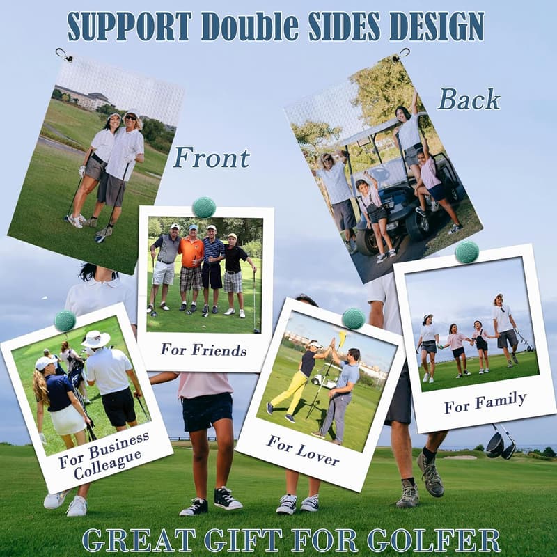 Personalized Golf Towel with Custom Design and Clip for Dad